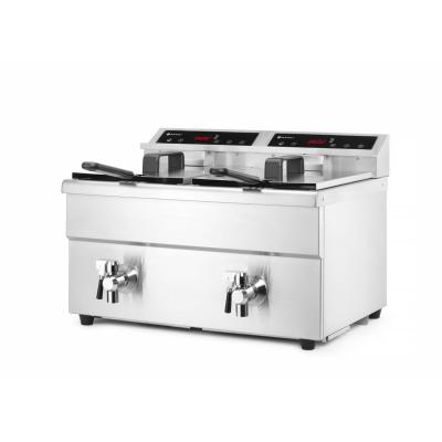 Indukční fritéza s výpustí - 2 x 8 l, HENDI, Profi Line, 16L, 230V/7000W, 577x609x(H)410mm | 215029